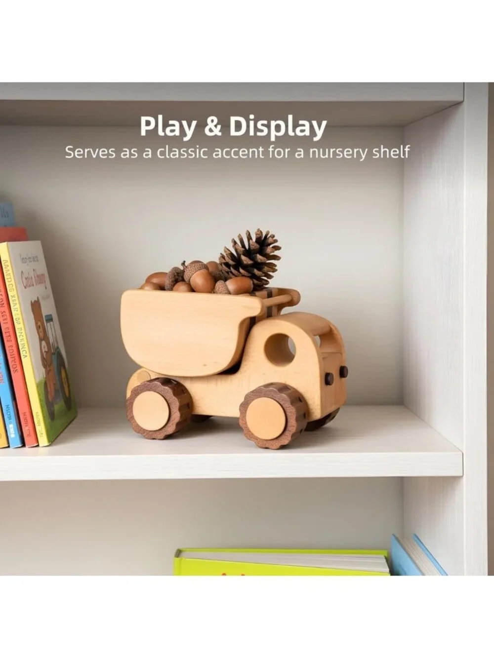 Wooden Dump Truck Toy for Toddlers | Montessori Construction Vehicle | 90° - Picture 8 of 9